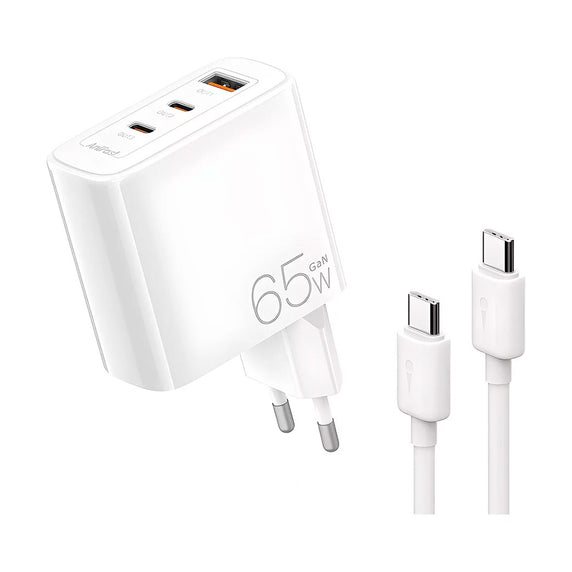 Kit de Cargador de Pared Powergan 65W + Cable USB-C 1m Oraimo