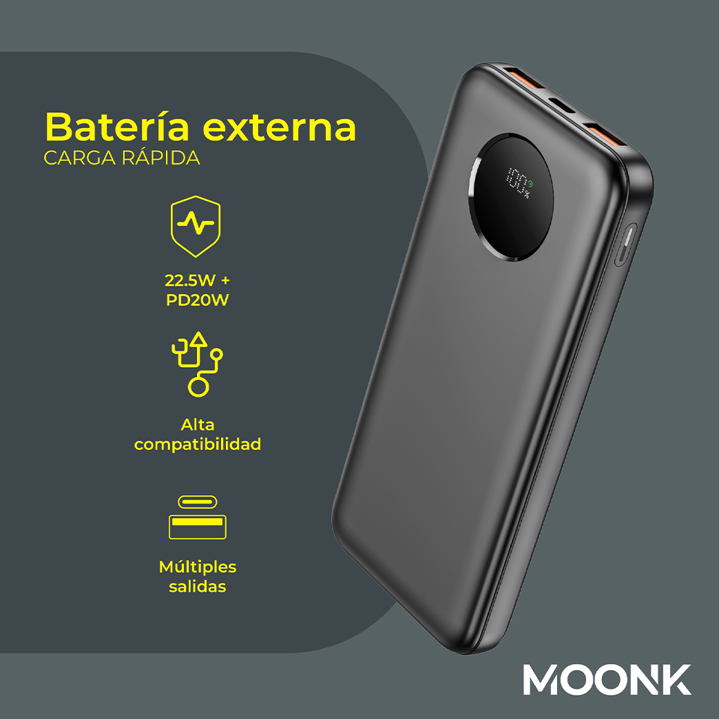 Batería Externa Digital 10.000 mAh Moonk