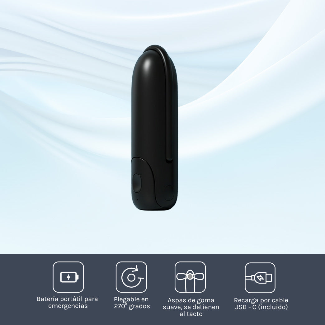 Mini Ventilador Recargable 3 en 1 Negro Ozu
