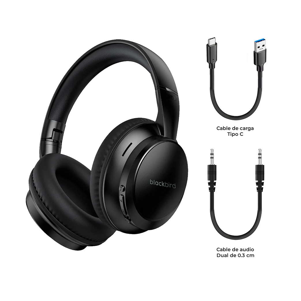 Audífonos Over Ear Bluetooth Con Powerbank Negro Blackbird