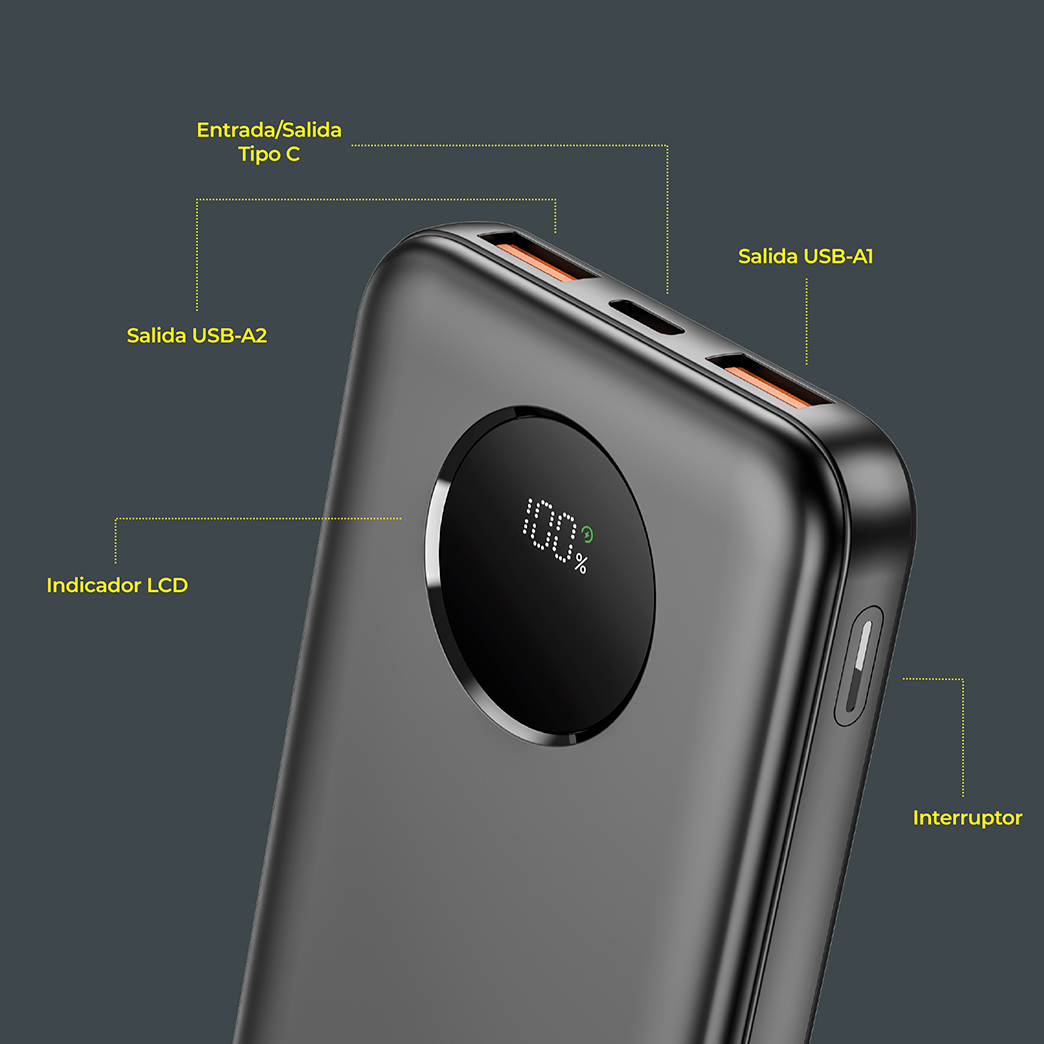 Batería Externa Digital 10.000 mAh Moonk