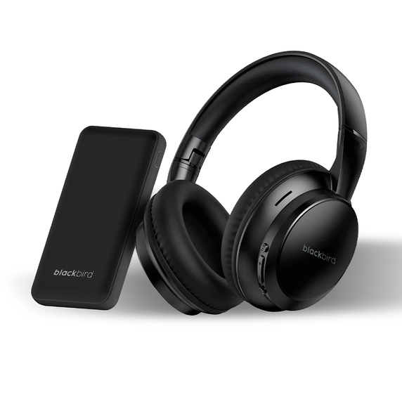 Audífonos Over Ear Bluetooth Con Powerbank Negro Blackbird